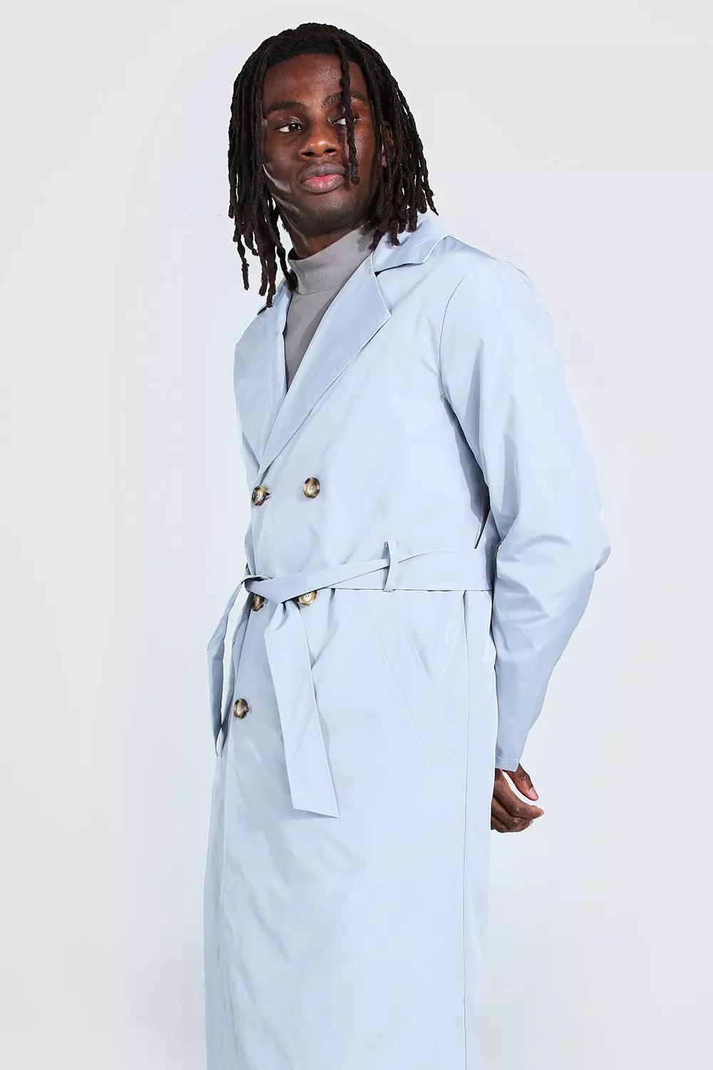 Extra Longline Double Breasted Trench Coat boohooMAN
